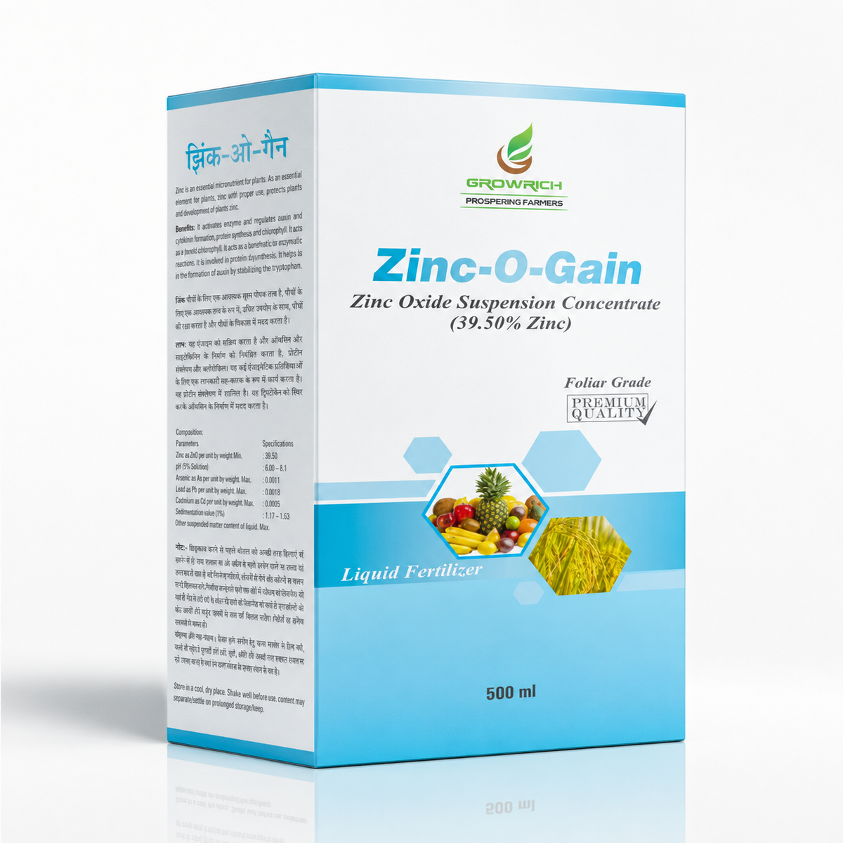 Zinc-O-Gain Zinc Oxide Suspension Concentrate 39.50% Zinc 500 ml
